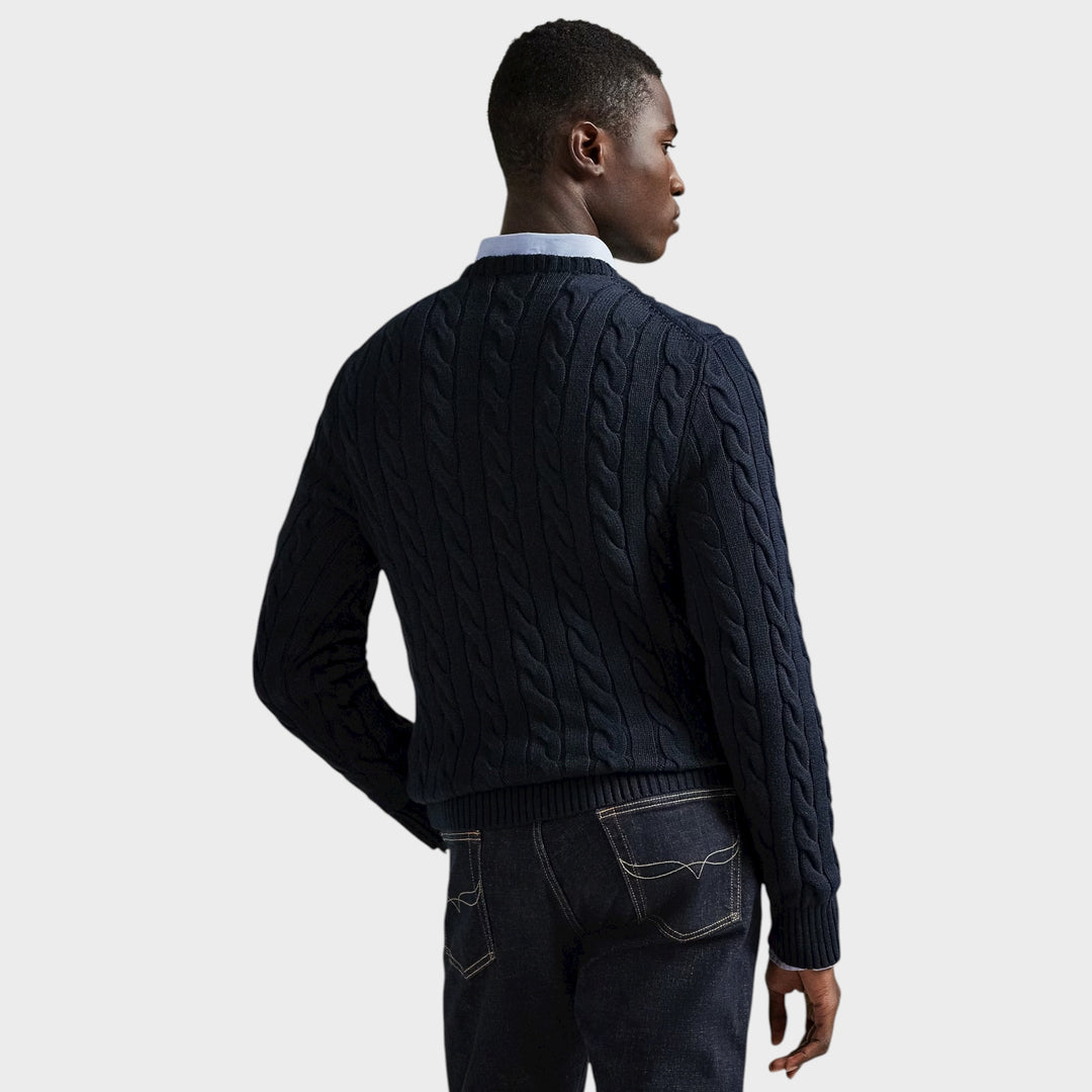 Ralph Lauren Cable-Knit Cotton jumper i navy til herrer.