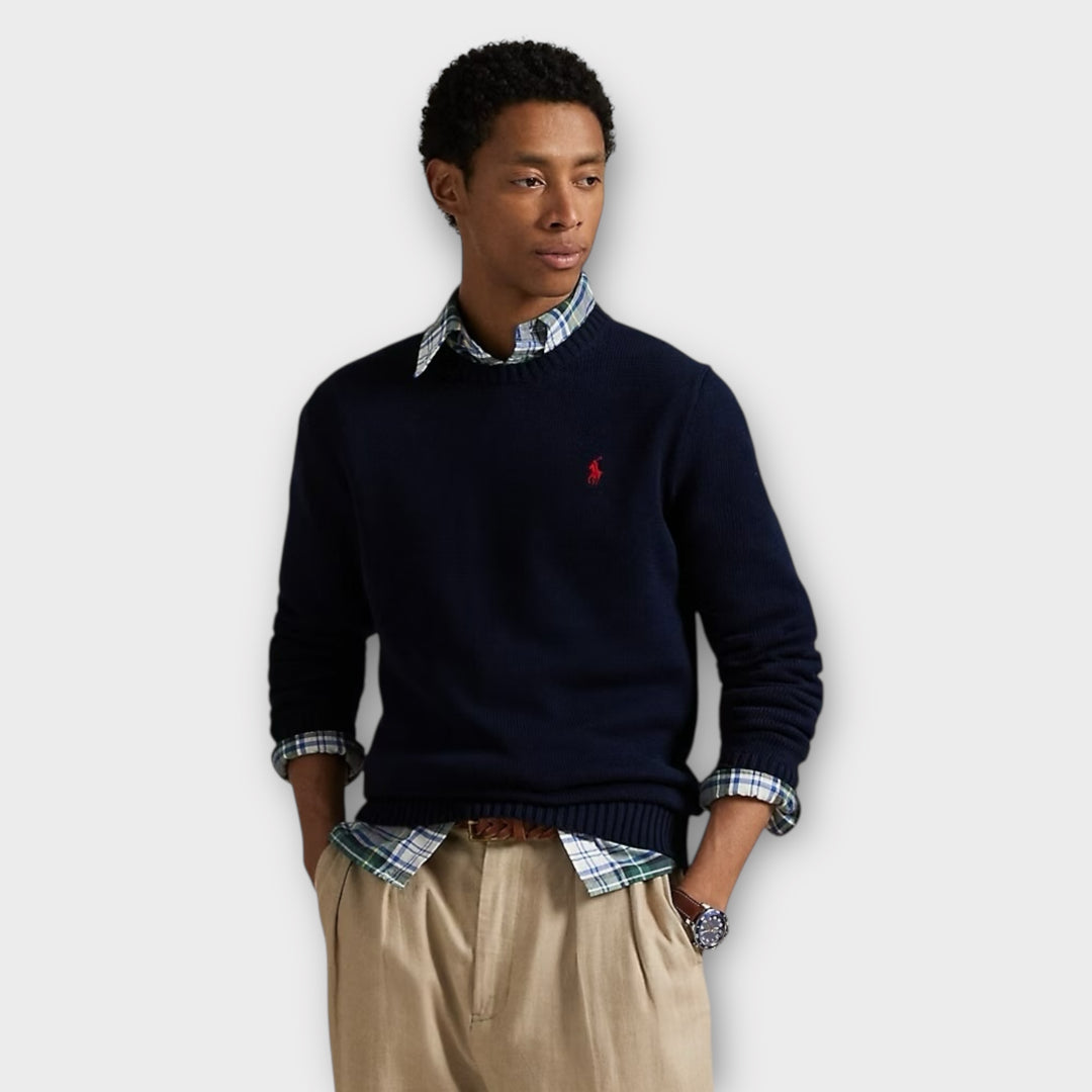 Ralph Lauren bomuldsstrik i Navy set forfra