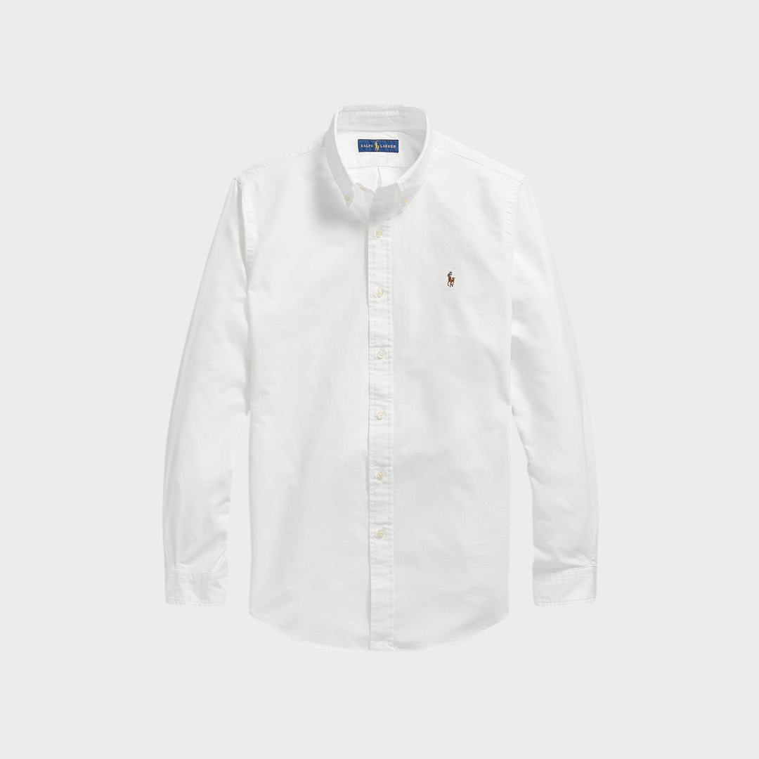 Ralph Lauren Custom Fit Oxford Skjorte i hvid.
