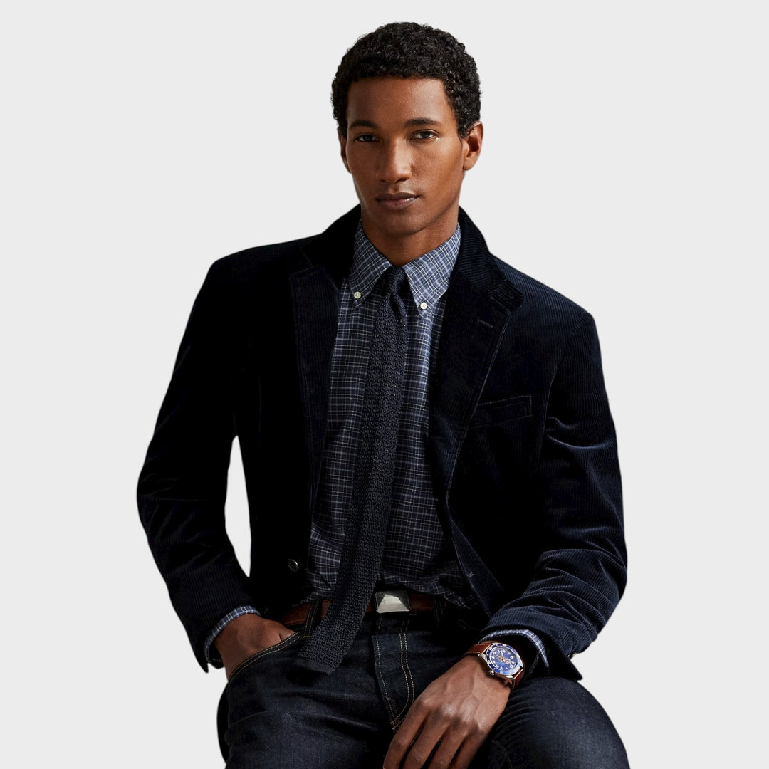 Ralph Lauren Custom Fit performance skjorte i navy til herrer.