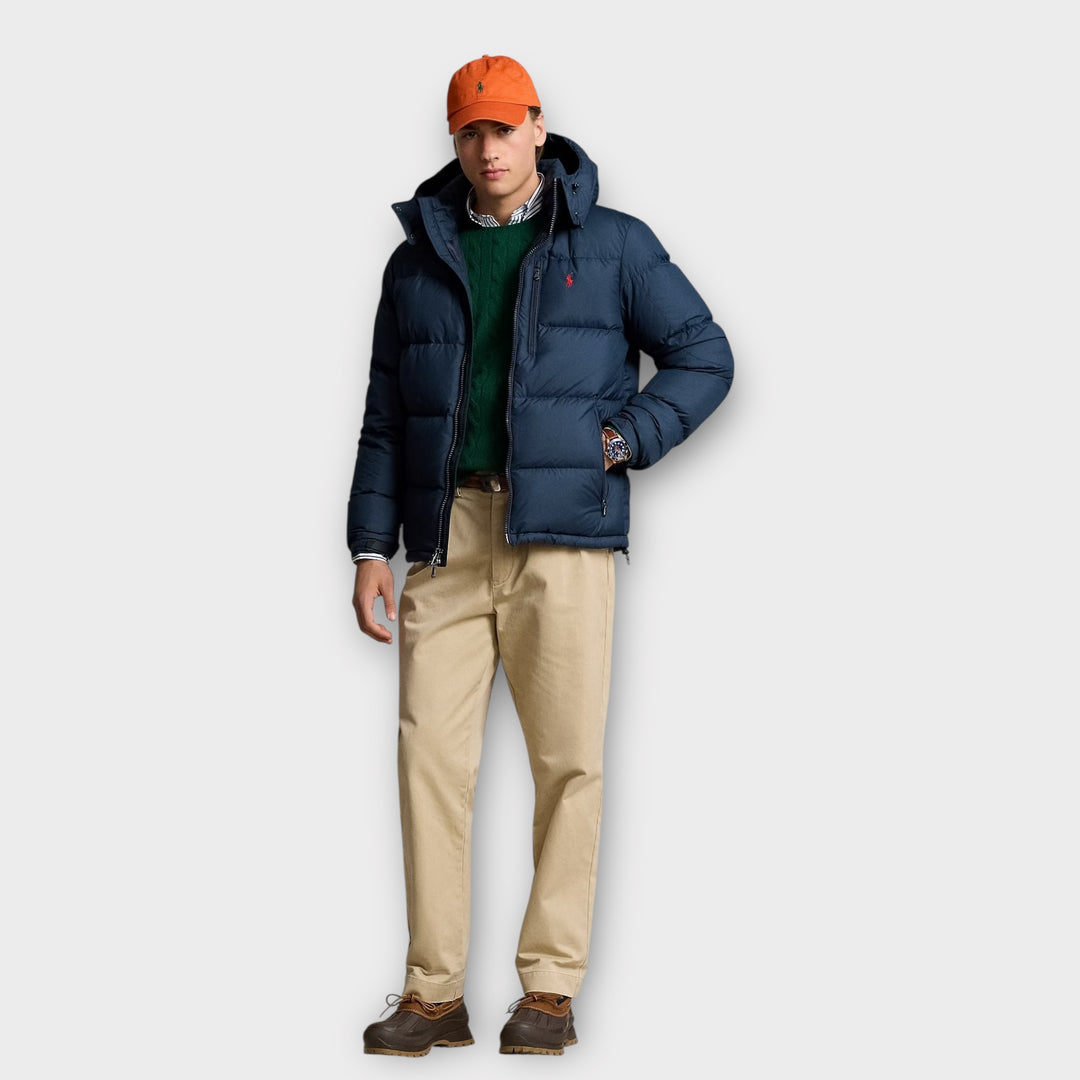 Ralph Lauren Dun Jakke i Navy set forfra