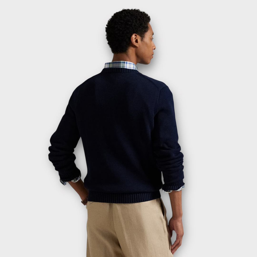 Ralph Lauren herre strik i Navy med rund hals