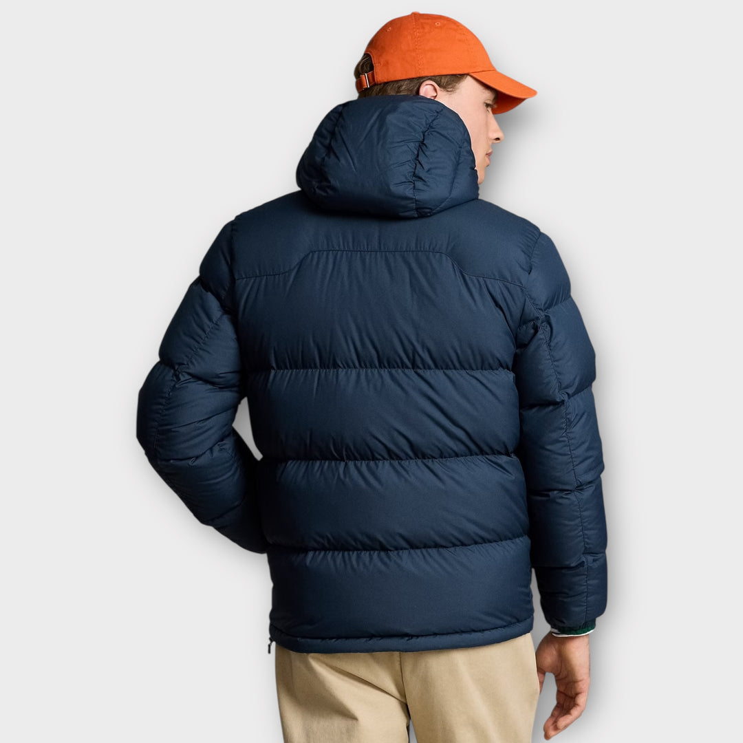 Navy Ralph Lauren herre dunjakke med hætte og lynlås