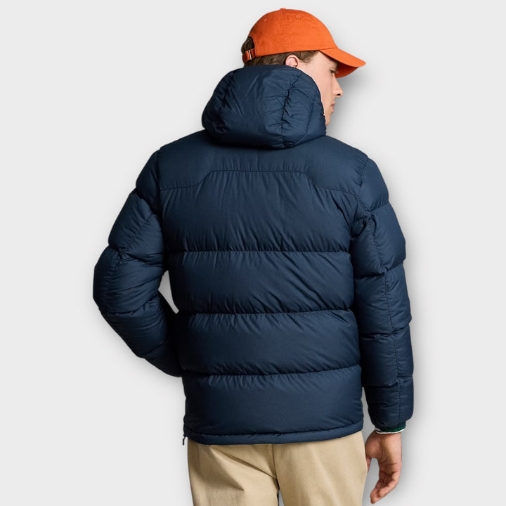 Navy Ralph Lauren herre dunjakke med hætte og lynlås