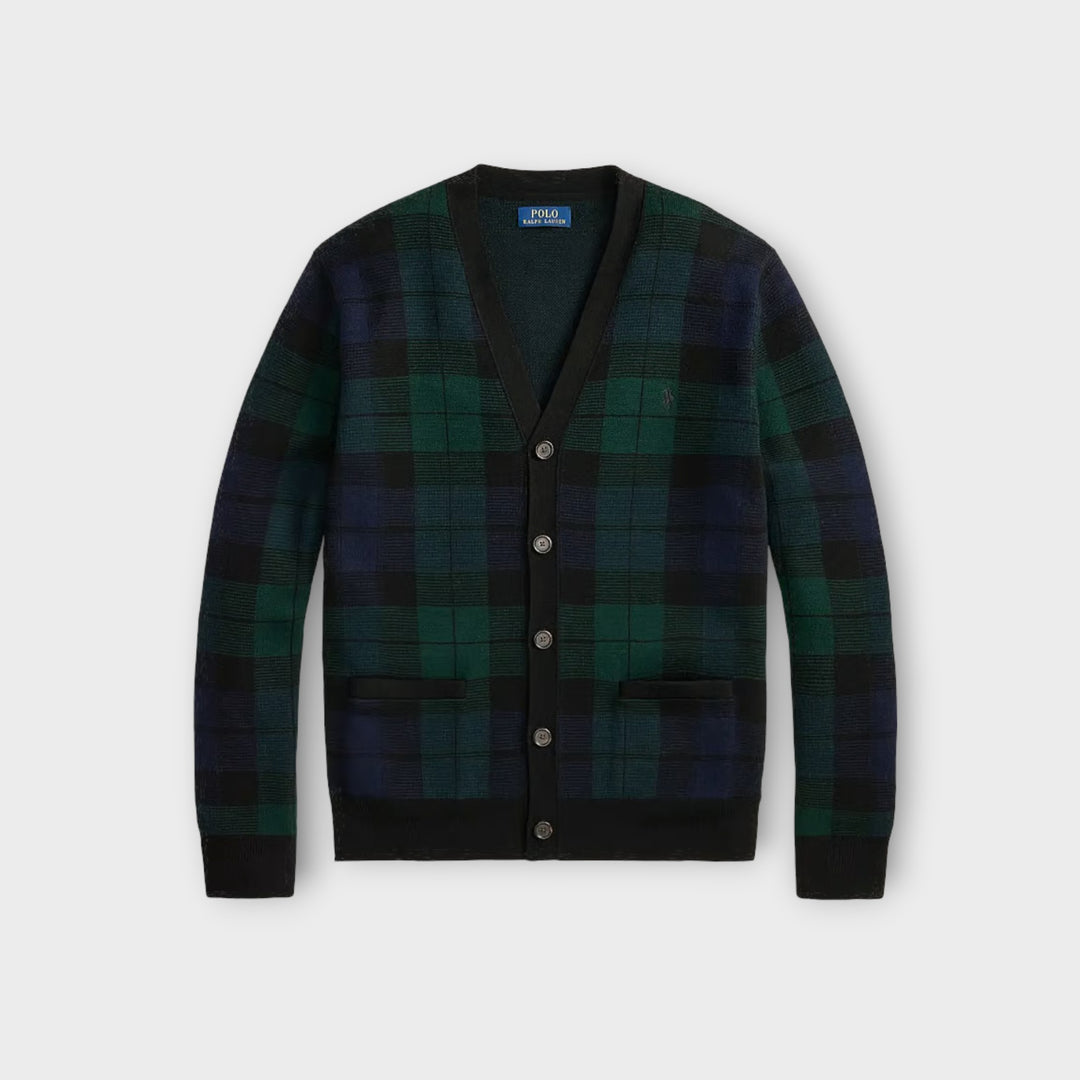 Ralph Lauren Klassisk Cardigan i Black Watch.