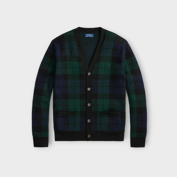 Ralph Lauren Klassisk Cardigan i Black Watch.