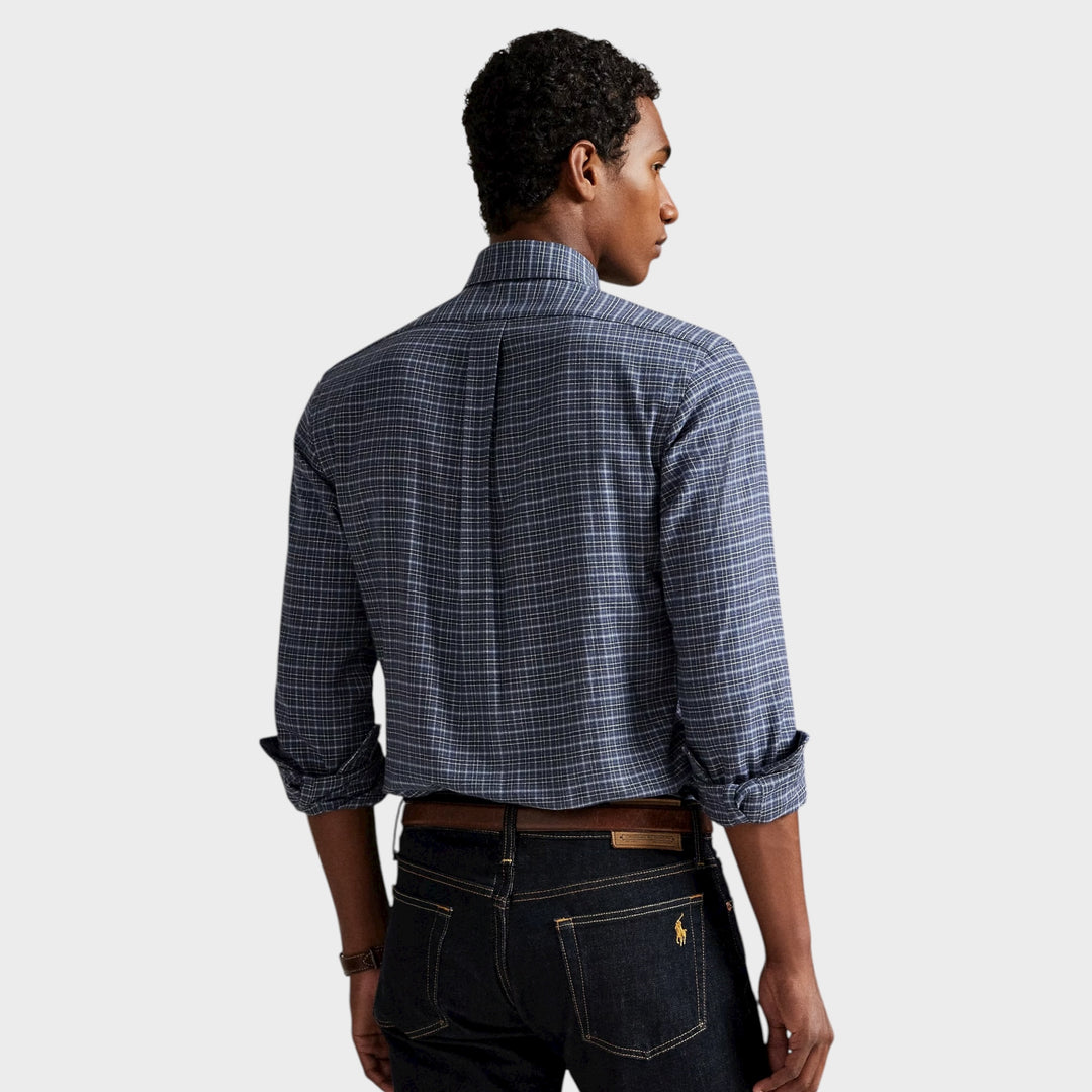 Klassisk navy skjorte i strækbart twill fra Ralph Lauren.