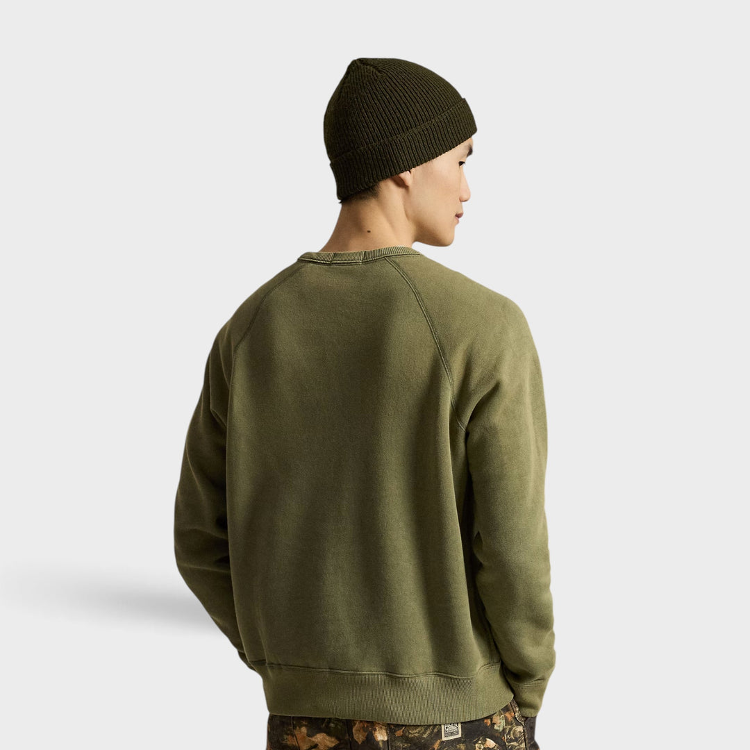Ralph Lauren grøn crewneck med Polo Bear på brystet.
