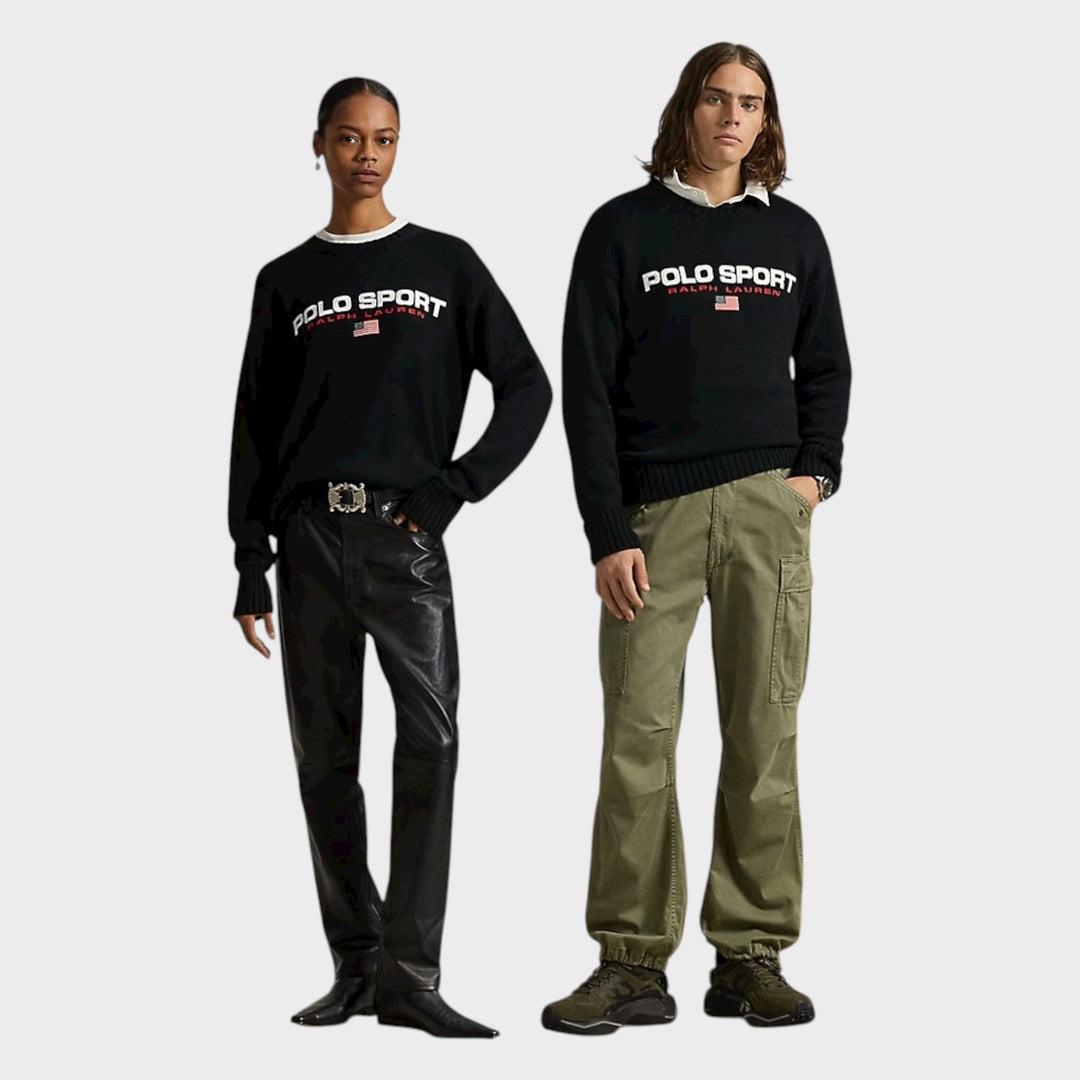 Sort Polo Sport cotton jumper fra Ralph Lauren med logo.