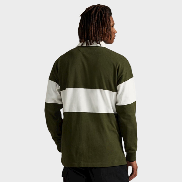 Ralph Lauren Polo Sport Rugby Shirt i olive/hvid til herrer.
