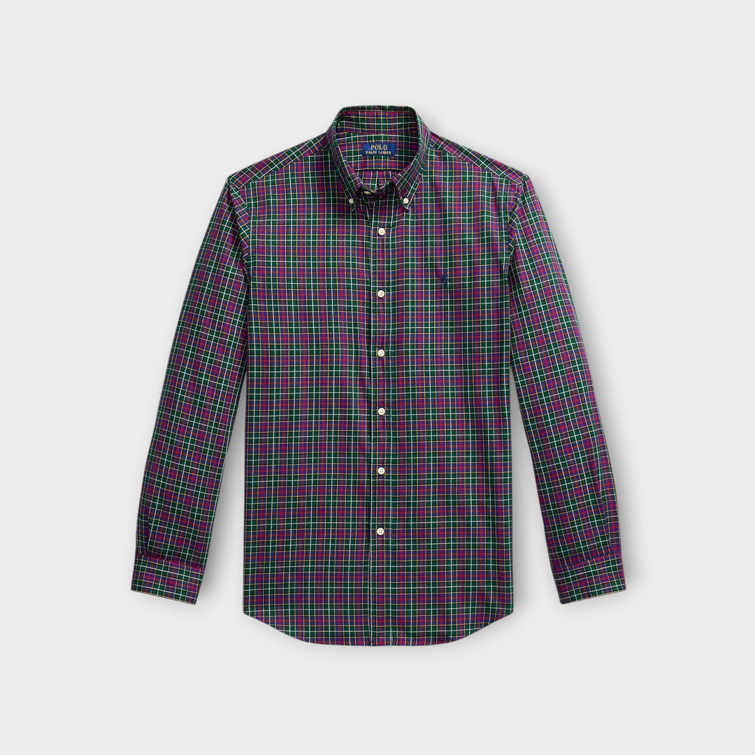 RALPH LAUREN Twill skjorte i Grøn/Lilla