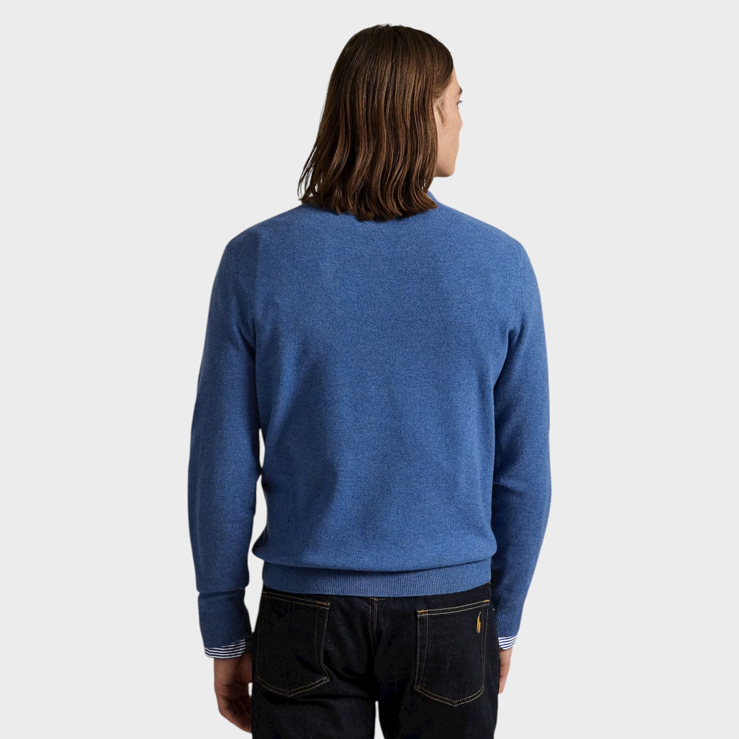 Klassisk blå uldtrøje fra Ralph Lauren.
