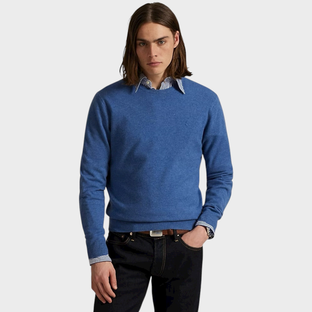 Blå Ralph Lauren striktrøje i blød uld.