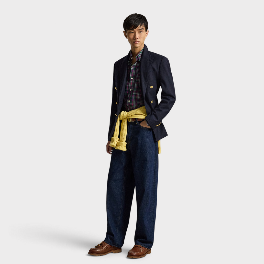 RALPH LAUREN Twill skjorte I Grøn/Lilla