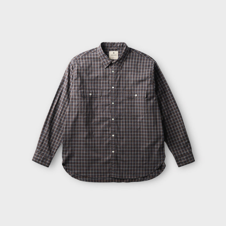 Snow Peak Organic Cotton Ombre Check Shirt i brun set forfra