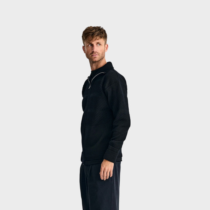 S.N.S Herning Fisherman Full Zip – navy uldjakke til herrer uldtrøje klassisk ikonisk dansk design