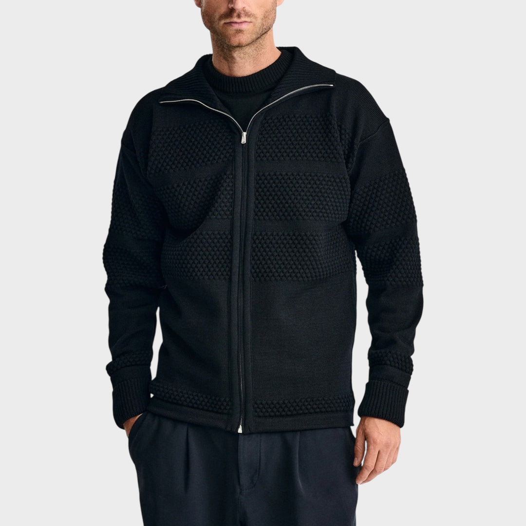 Original S.N.S Herning sømandstrøje i navy blå med full zip