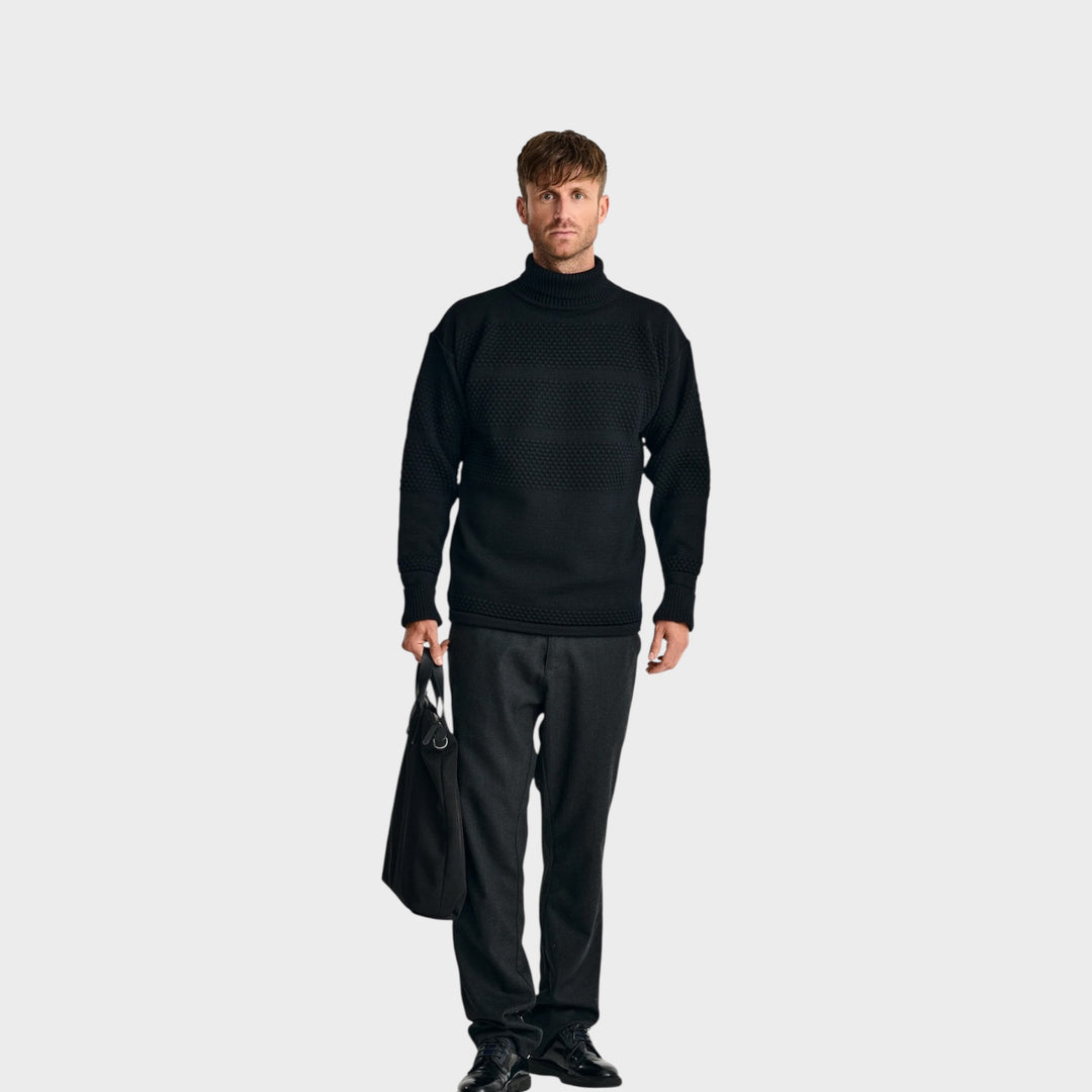 Navy blå S.N.S Herning sømandstrøje med signatur boblemønster ikonisk klassisk dansk design