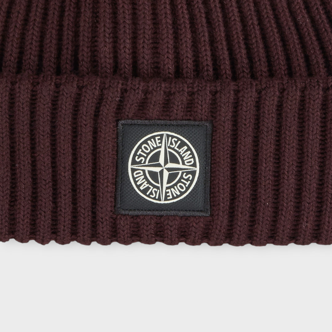 Stone Island Rib Knit Beanie I Burgundy