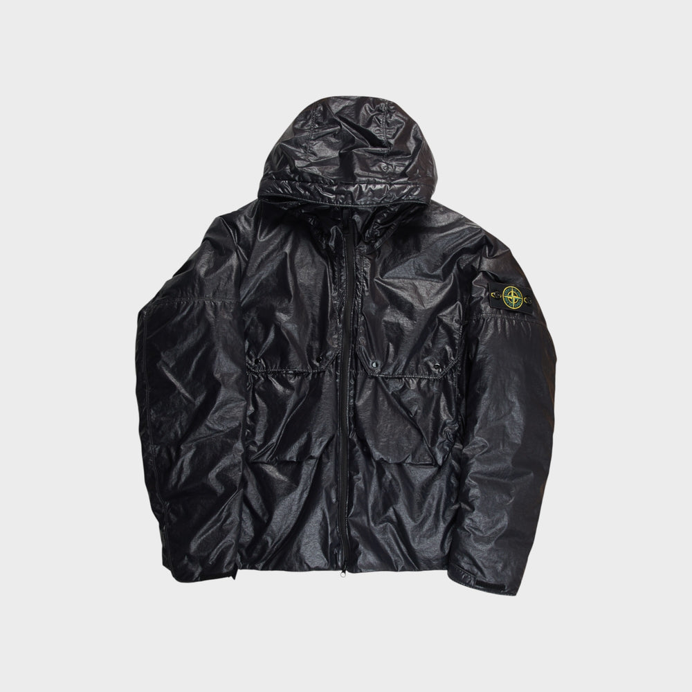Sort Stone Island 3L-TC dunjakke i teknisk nylon