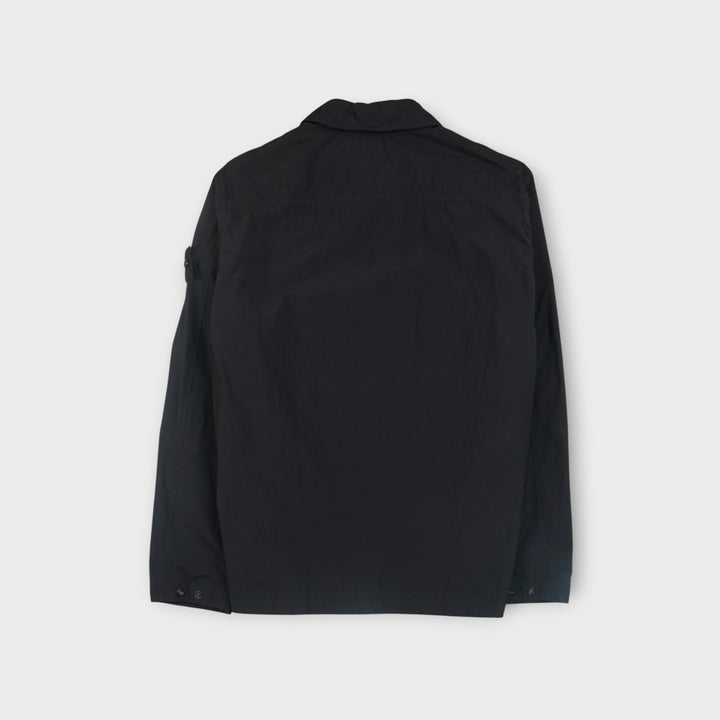 Sort Stone Island Ghost overshirt med tonalt Compass Badge