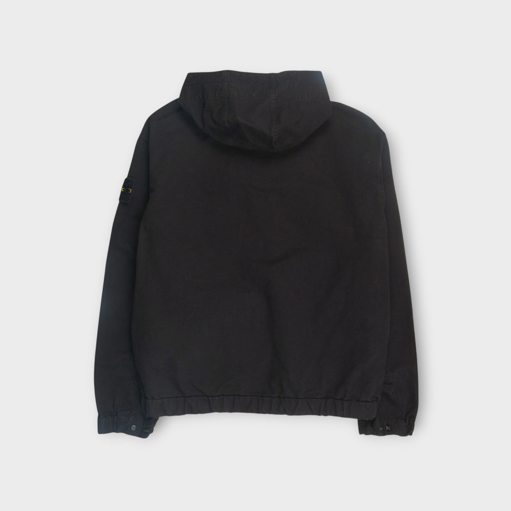 Sort Stone Island hooded overshirt med Compass Badge