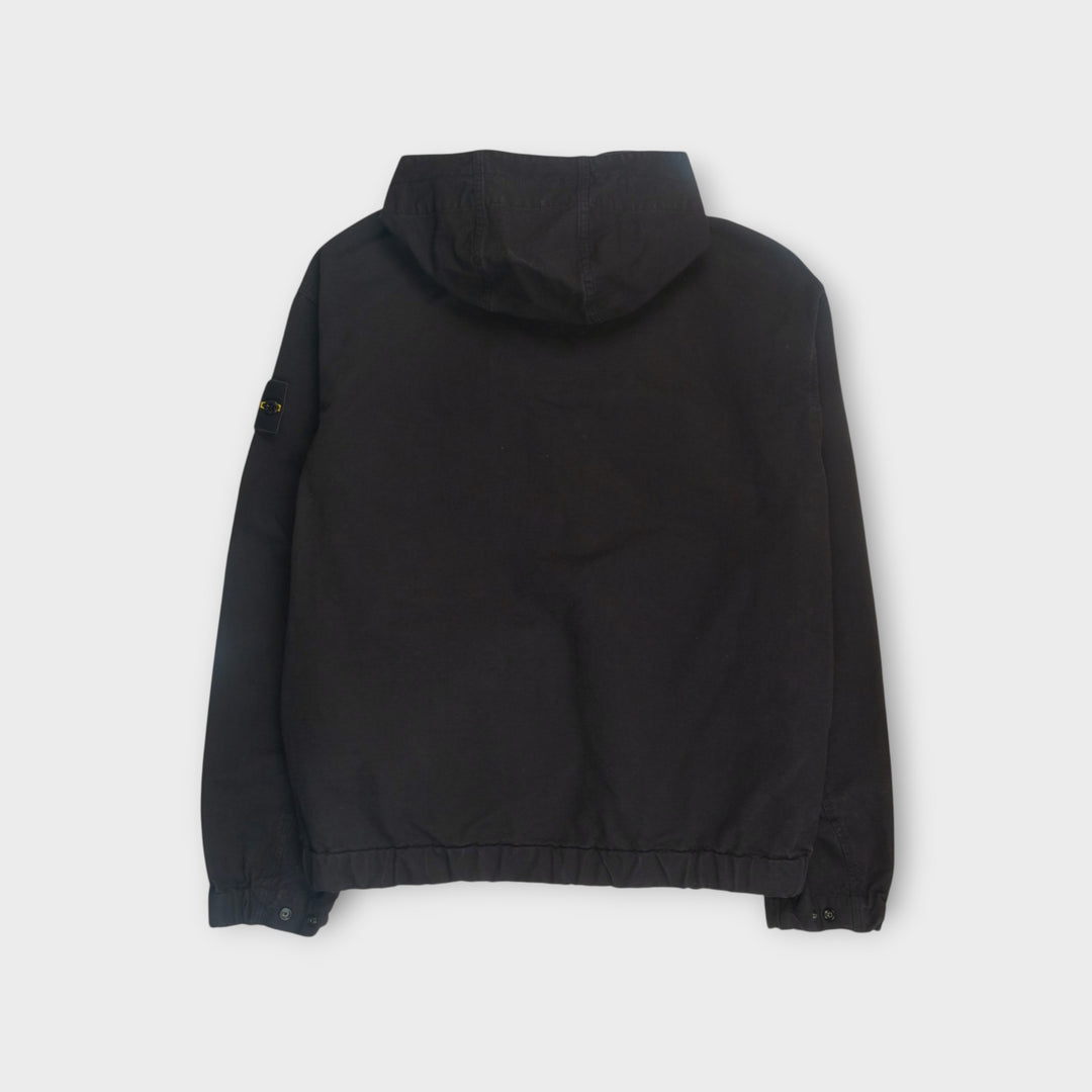 Sort Stone Island hooded overshirt med Compass Badge