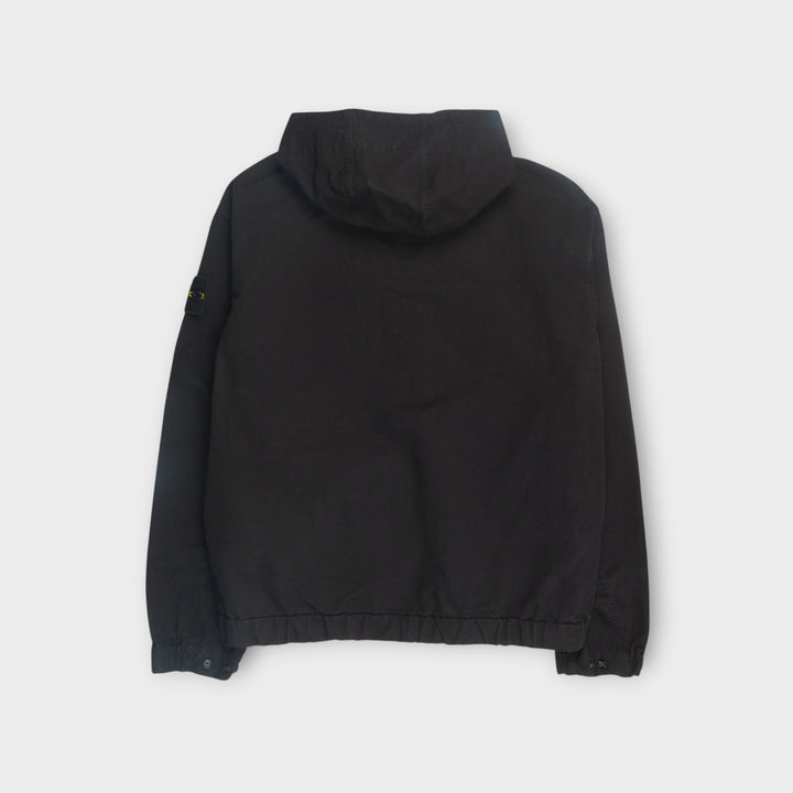 Sort Stone Island hooded overshirt med Compass Badge