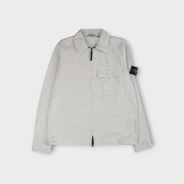 Stone Island overshirt i sky blue i børstet bomuldscanvas med badge