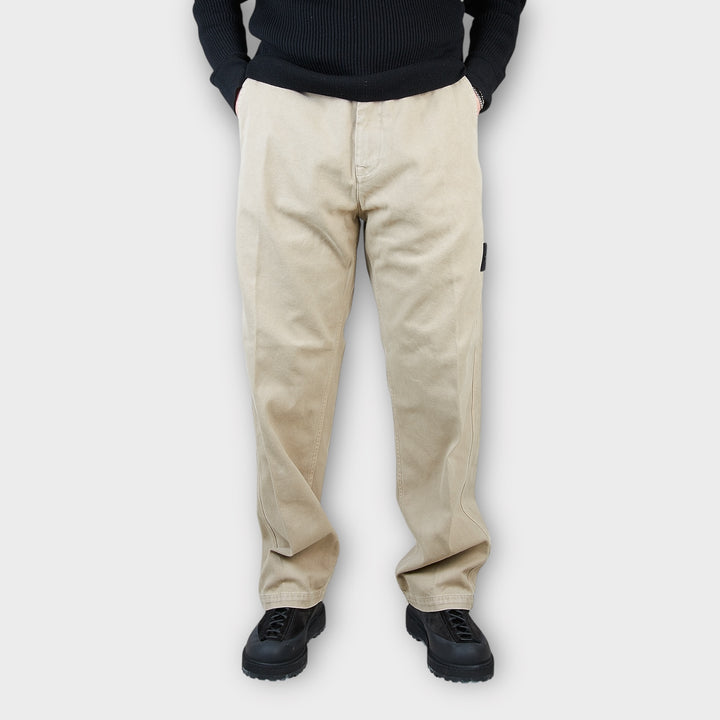 Herrebukser fra Stone Island i sand med ‘OLD’ farvningsbehandling unisex beige baggy bukser