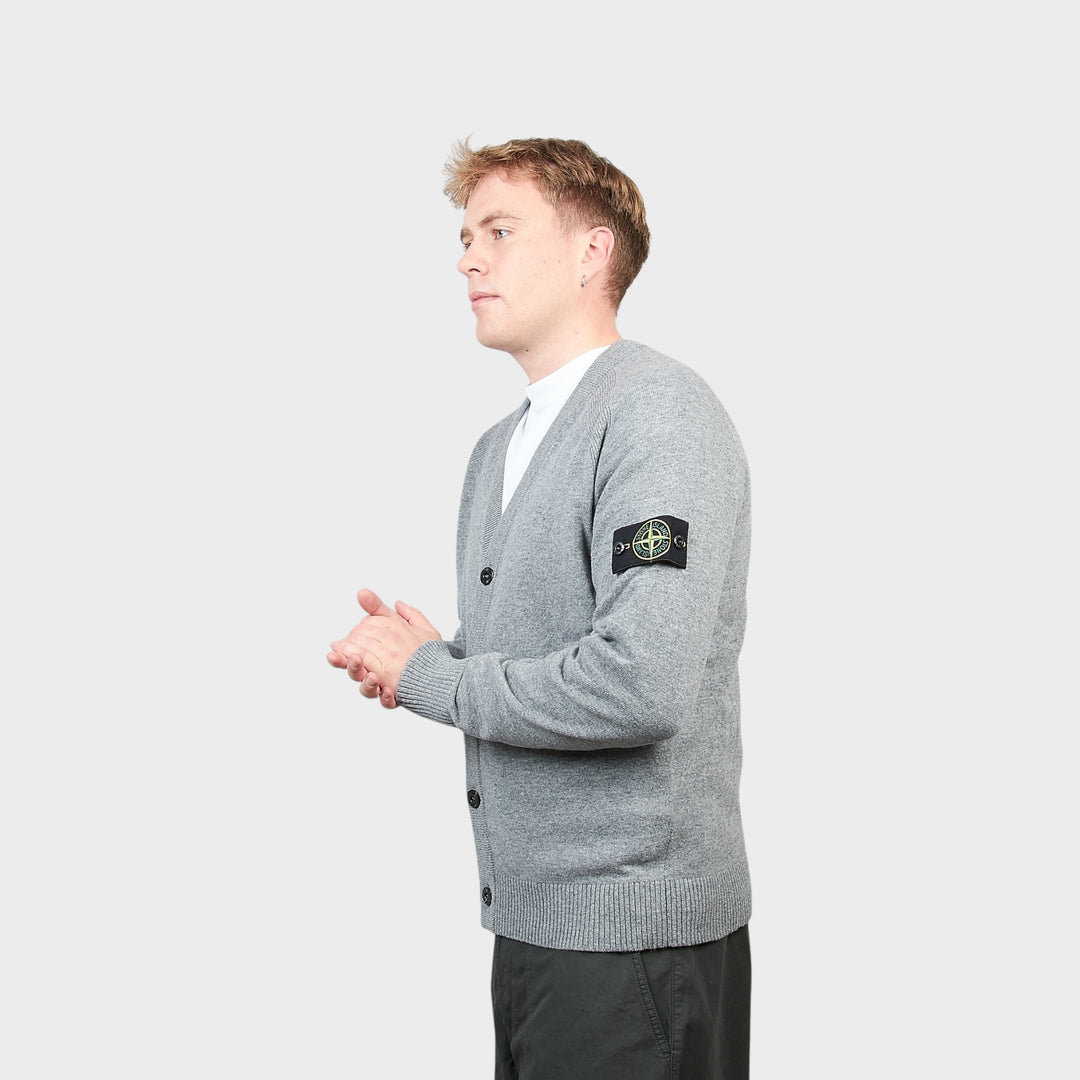 Herre cardigan fra Stone Island med reverse stitch detaljer