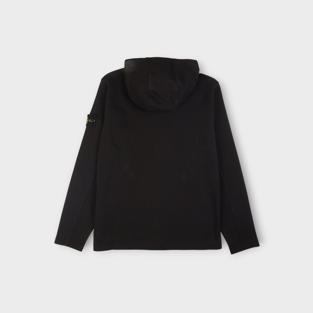 Stone Island sort zip hoodie med Compass Patch på ærmet.