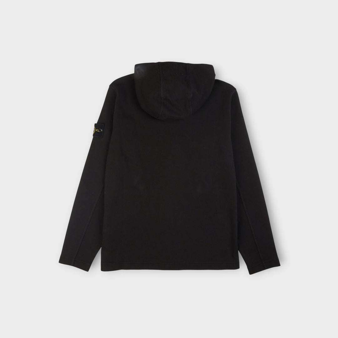Stone Island sort zip hoodie med Compass Patch på ærmet.