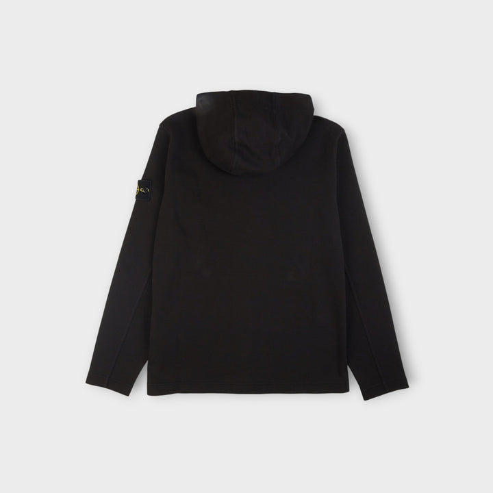Stone Island sort zip hoodie med Compass Patch på ærmet.