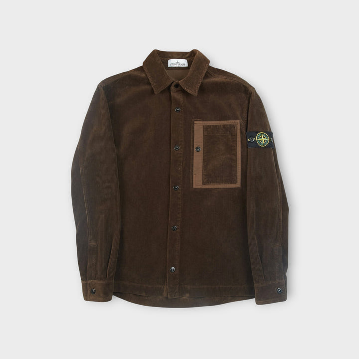 Stone Island Corduroy Overshirt i Brown set forfra