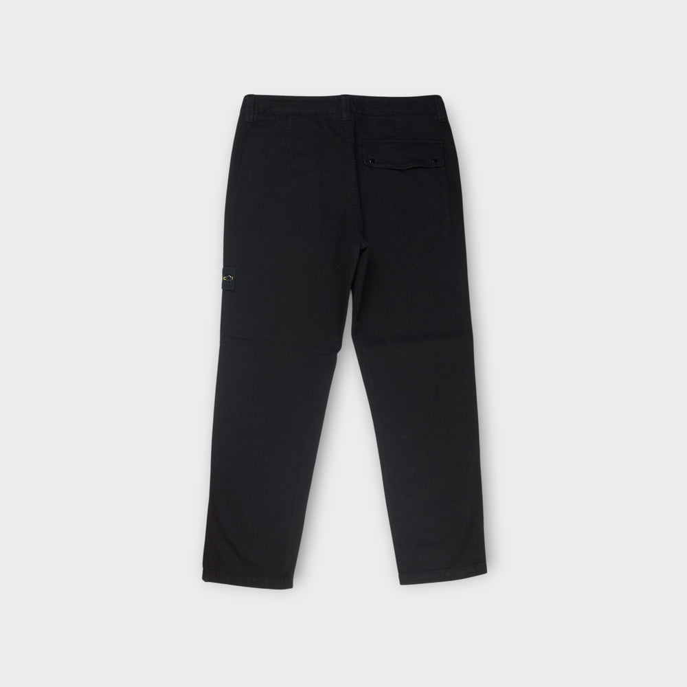 Stone Island Cotton Herringbone Chino Bukser i Sort