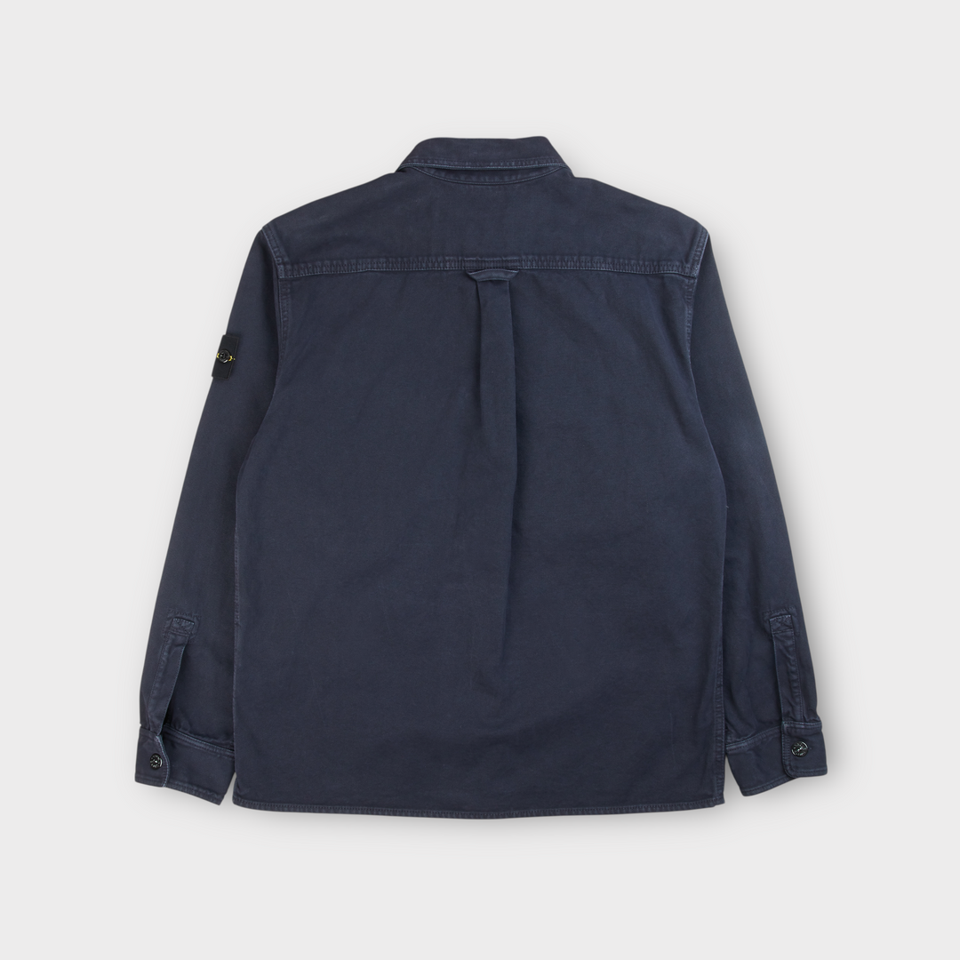 Stone Island Cotton Overshirt i mørkeblå set bagfra