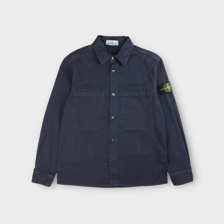Stone Island Cotton Overshirt i mørkeblå set forfra