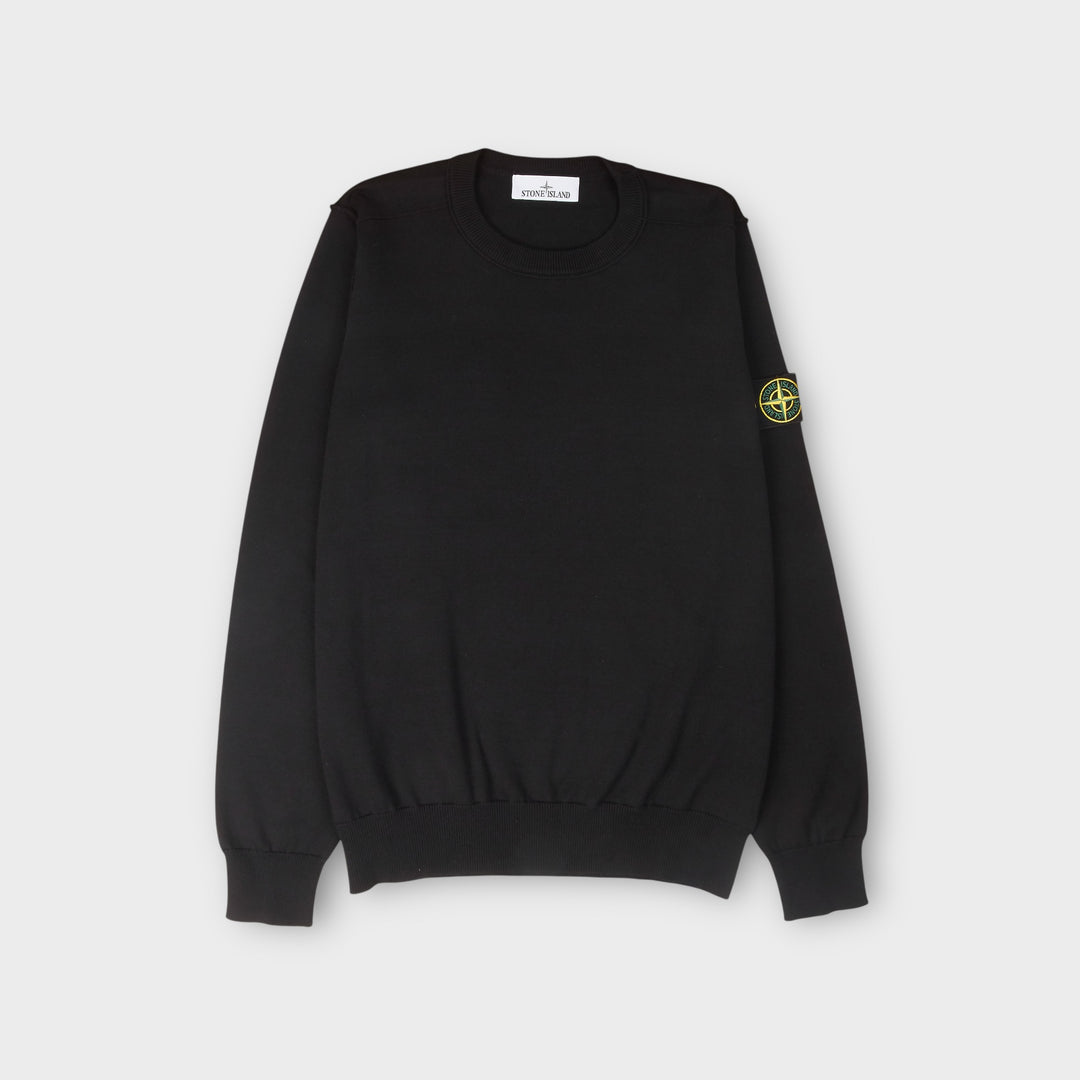 Stone Island Crewneck Jumper i sort med Compass badge på ærmet.