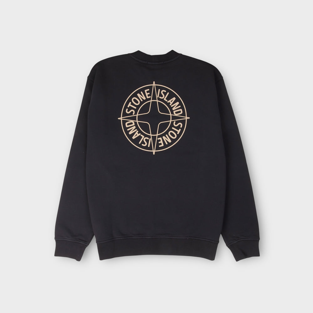 Detalje af Stone Island navy sweatshirt med outline Compass print.