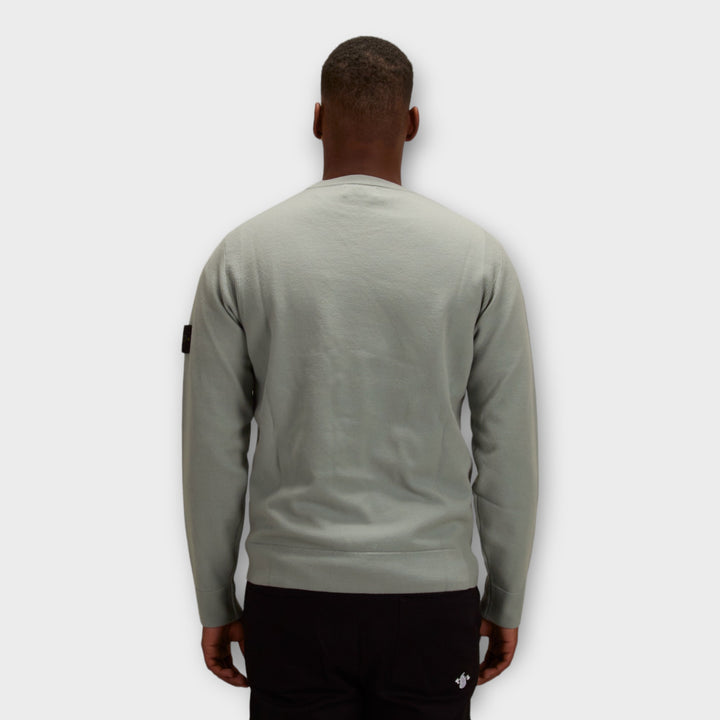 Stone Island 526A1 Uld Crewneck I Lys Grøn