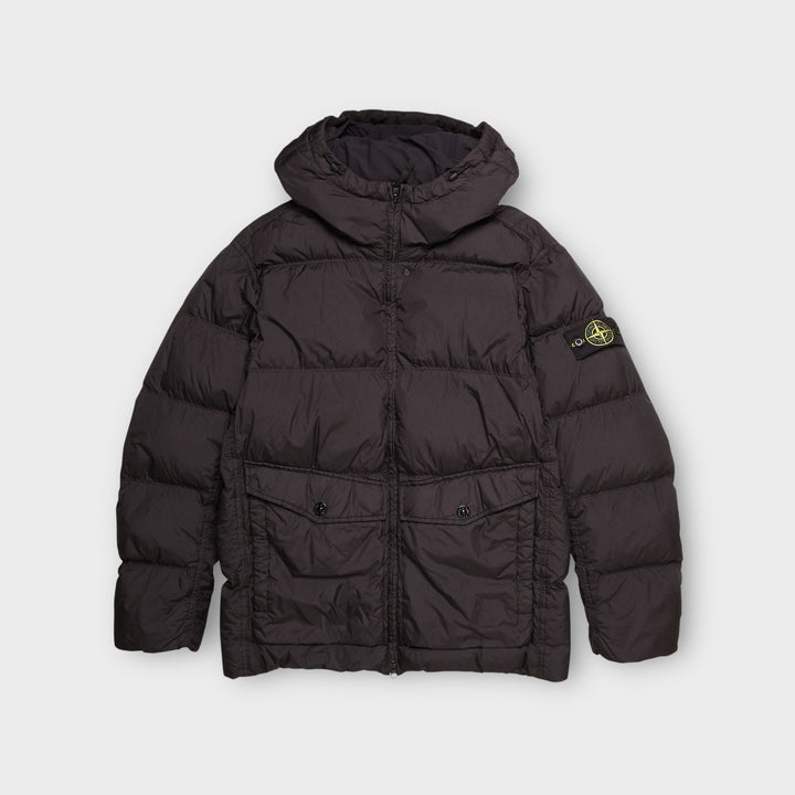 Stone Island Garment Crinkle Reps dunjakke i sort