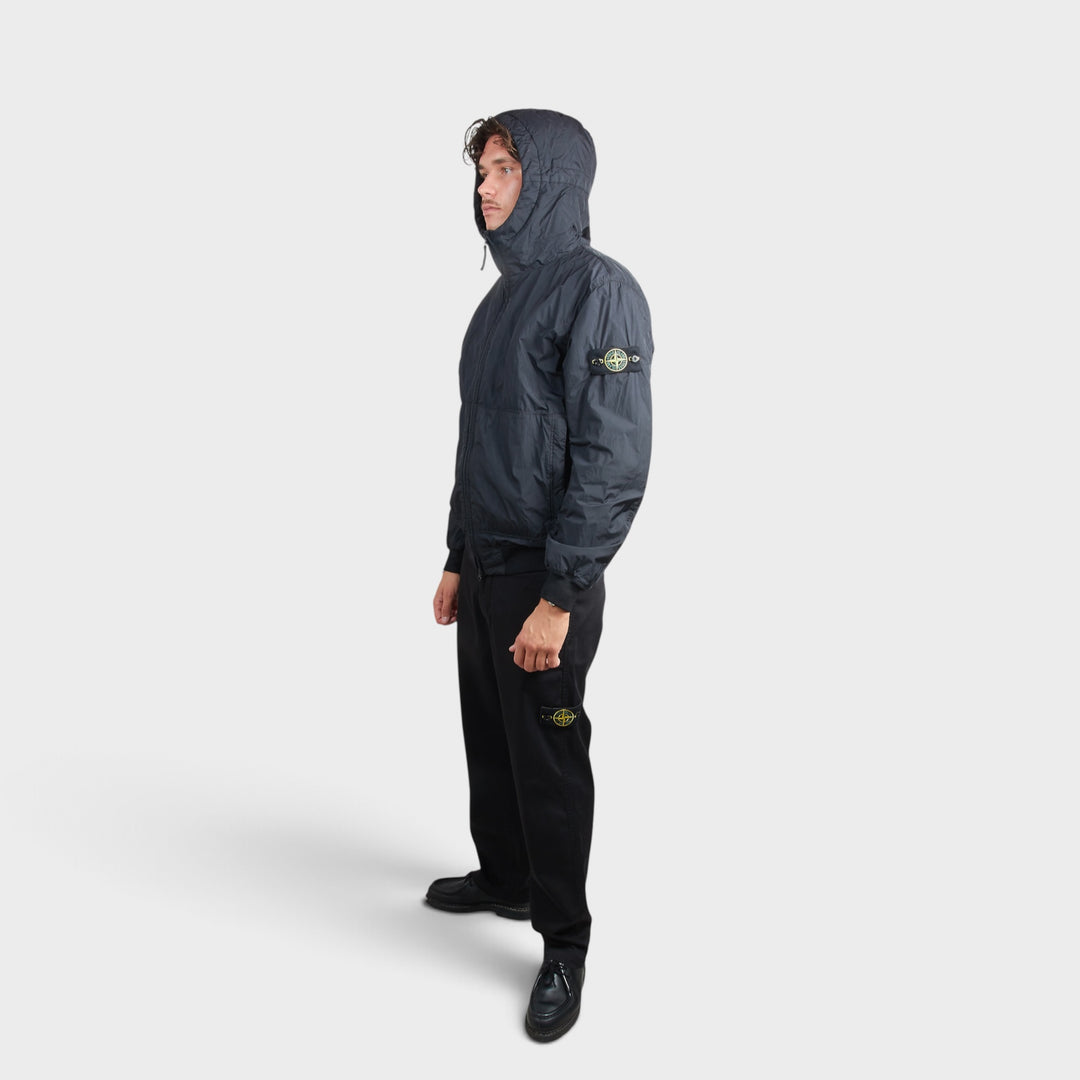 Stone Island Crinkle Reps Nylon Hooded Jakke i Navy