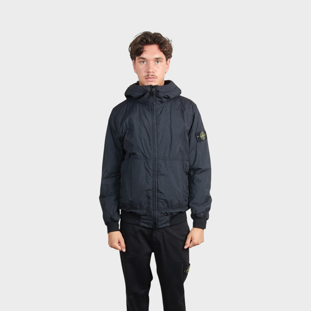 Stone Island Crinkle Reps Nylon Hooded Jakke i Navy