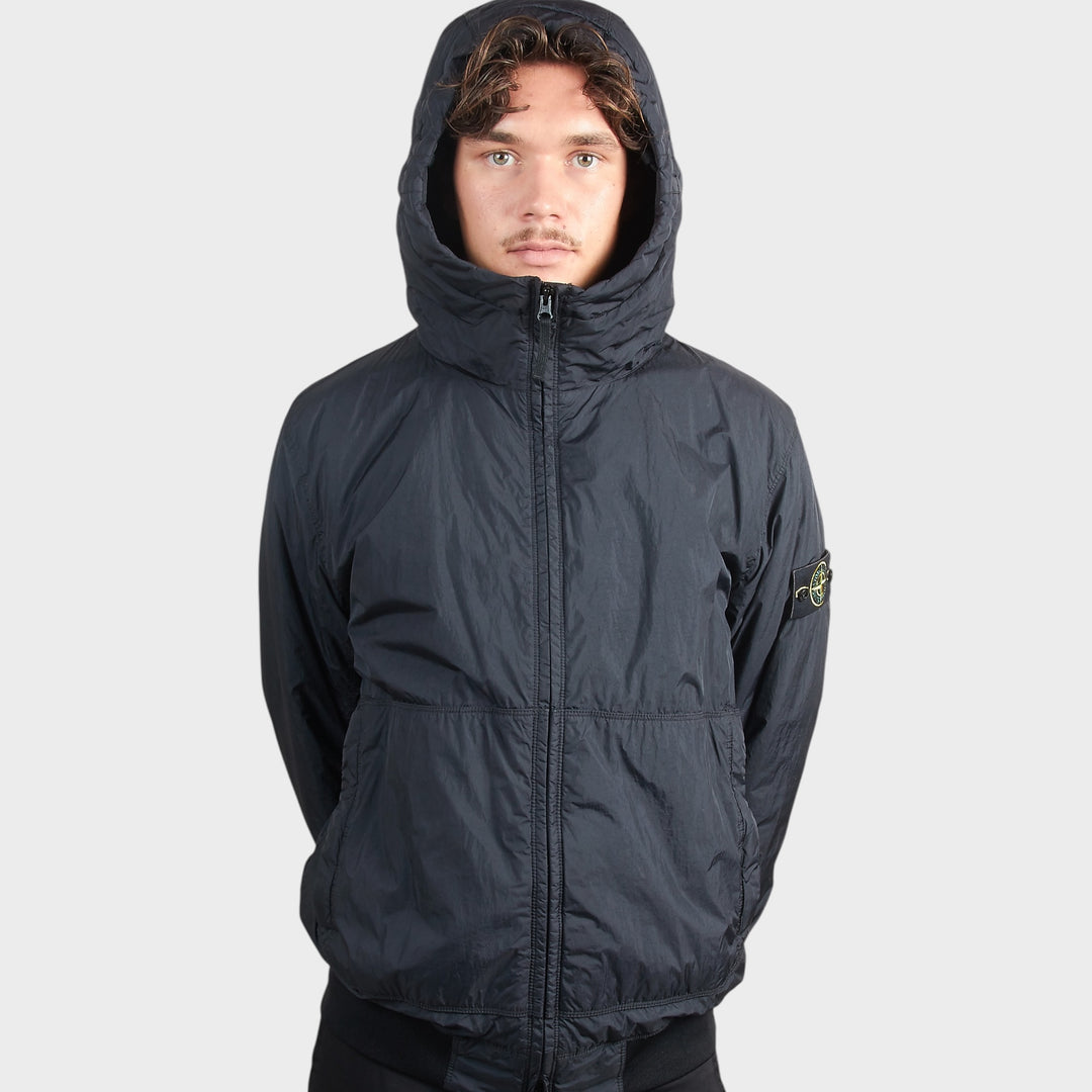 Stone Island Crinkle Reps Nylon Hooded Jakke i Navy