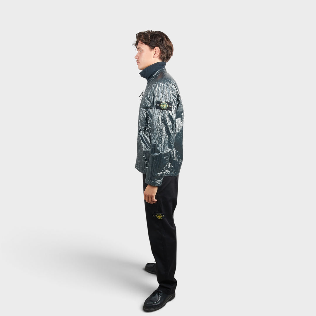 Stone Island Crinkled Nylon Overshirt i Dark Green