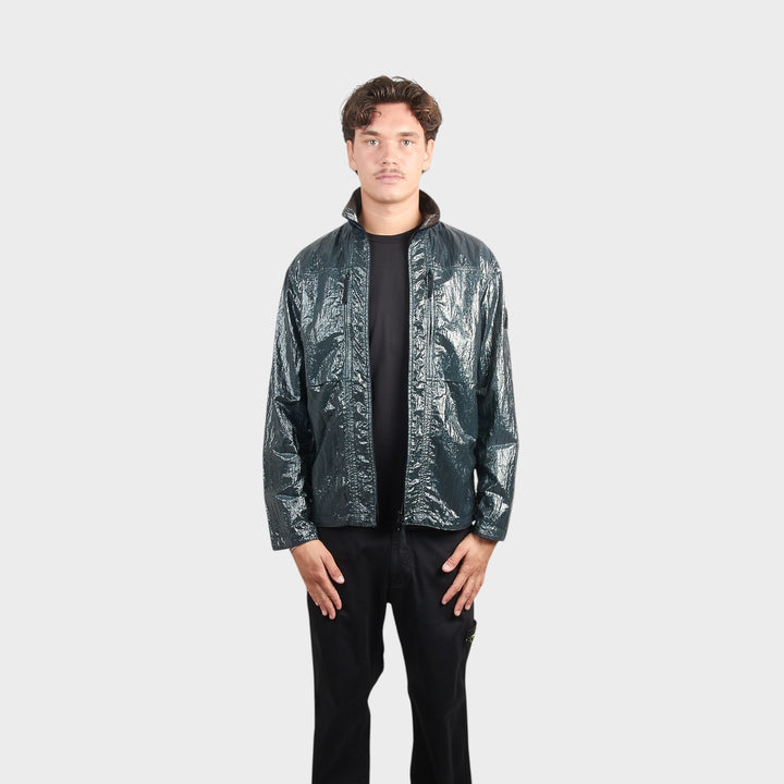Stone Island Crinkled Nylon Overshirt i Dark Green