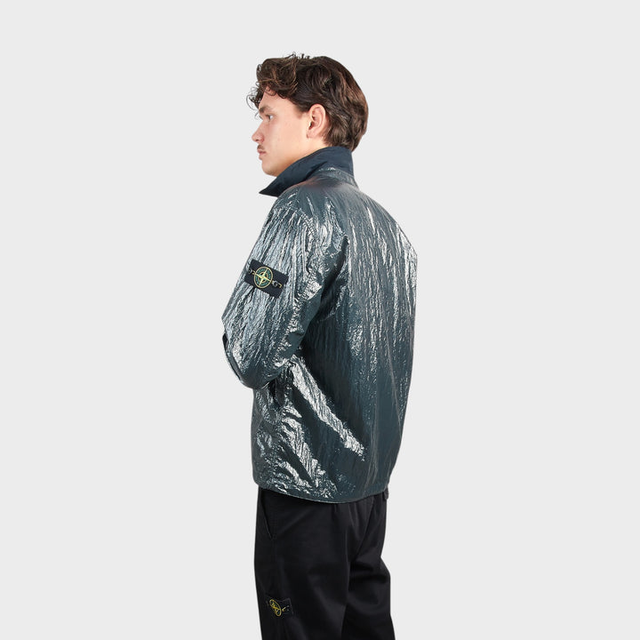 Stone Island Crinkled Nylon Overshirt i Dark Green