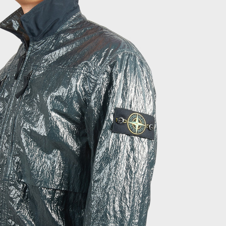 Stone Island Crinkled Nylon Overshirt i Dark Green