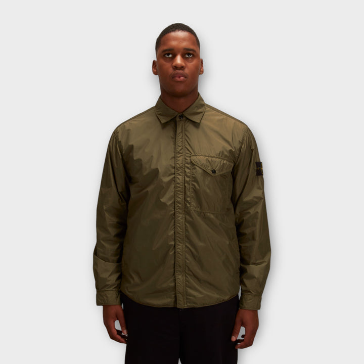 Stone Island Q0123 Garment Dyed Crinkle Reps Jacket In Green